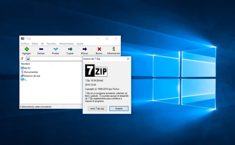 windows 10 archivo comprimido 7zip