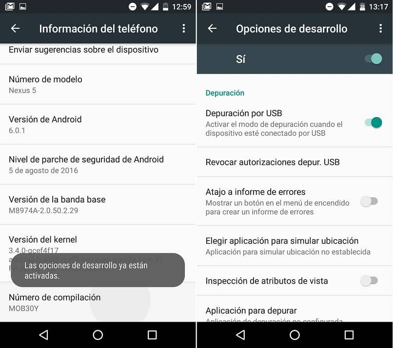 settings to enable usb debugging in android