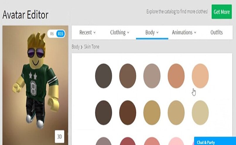 personaliza tu avatar de roblox y cambia el color de su piel