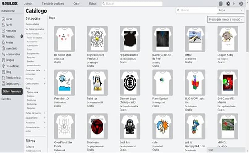 comprar ropa para cambiar al avatar en roblox