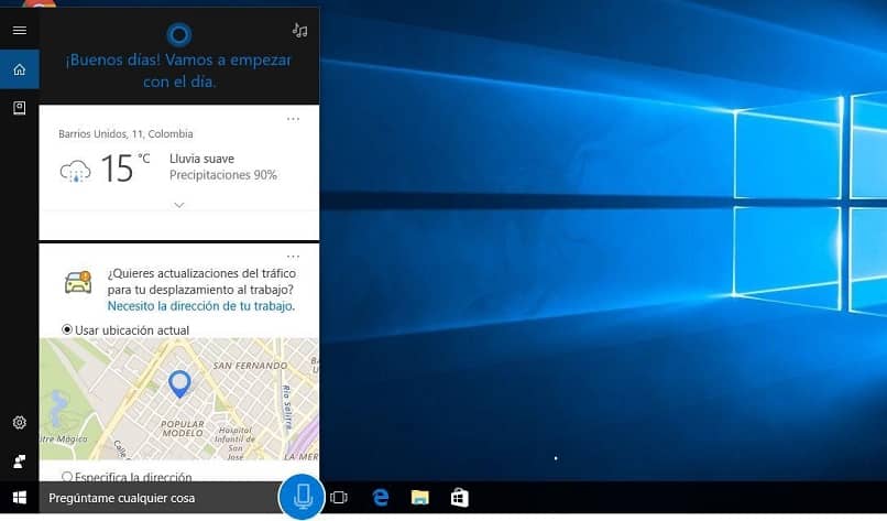 start windows 10 where you see the configuration options for Cortana