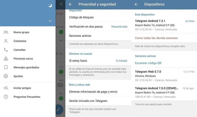 eliminar telegram desde los ajustes de la app