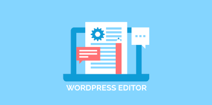 computadora animada mostrando editor wordpress 