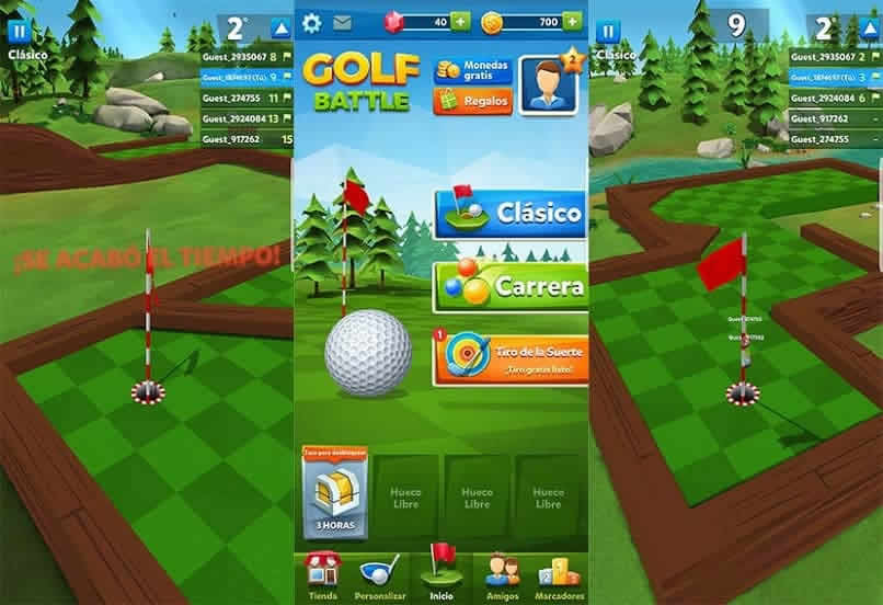 modos de juego en la app de golf battle