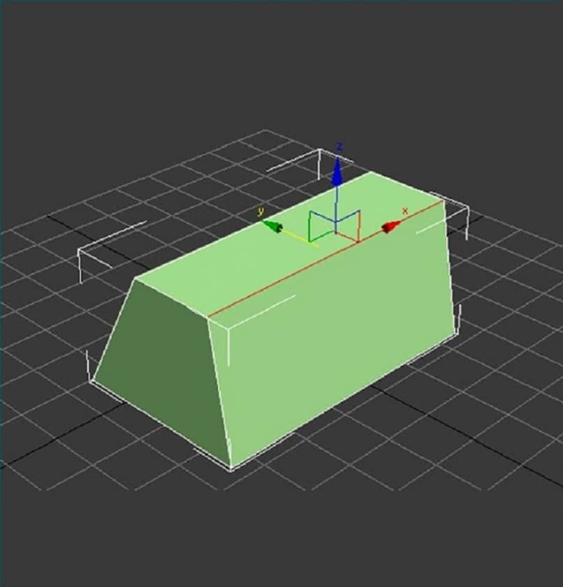 medicion de un objeto verde en 3d con la herramienta de visualizacion 
