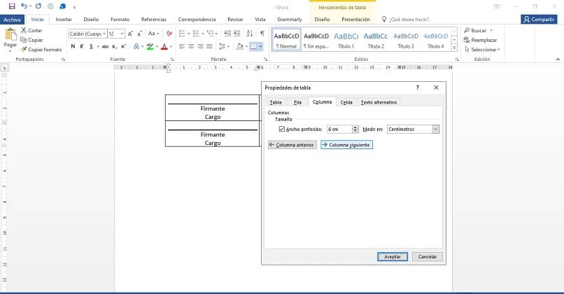 documento word propiedades de tabla