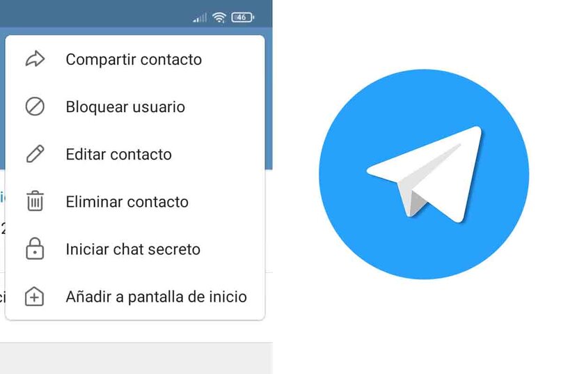 opciones para eliminar contacto de telegram