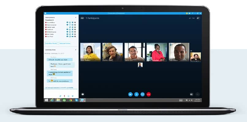 Skype meetings on a laptop